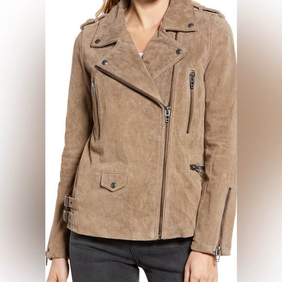 BLANKNYC long suede motorcycle jacket. Sz. M. Herb color. Shell 100% leather. - Picture 14 of 16